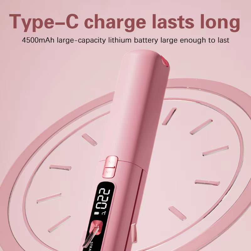 New Mini Wireless Straightener Portable Curler, Multi-Function Professional Hair Styling Tool 6 Temperature Settings