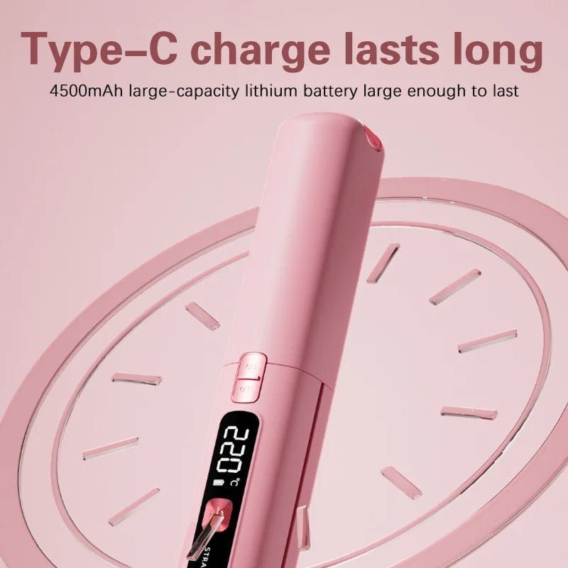 New Mini Wireless Straightener Portable Curler, Multi-Function Professional Hair Styling Tool 6 Temperature Settings