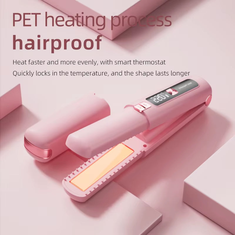 New Mini Wireless Straightener Portable Curler, Multi-Function Professional Hair Styling Tool 6 Temperature Settings
