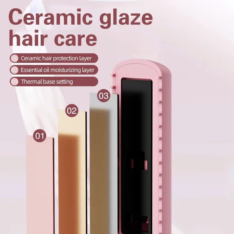 New Mini Wireless Straightener Portable Curler, Multi-Function Professional Hair Styling Tool 6 Temperature Settings