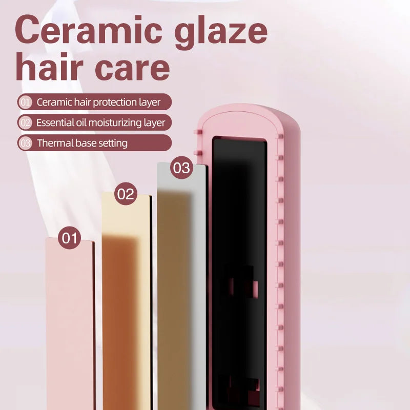 New Mini Wireless Straightener Portable Curler, Multi-Function Professional Hair Styling Tool 6 Temperature Settings
