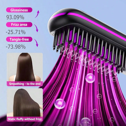 Women's Wireless Portable Hair Straightener, USB Rechargeable Negative Ion Hot Air Straightening Brush, Effectively Smooths Frizz, Makes Hair Shiny And Soft, Anti-Scald Design, 3 Temperature Settings, 30 Seconds Fast Heating, 2000mAh Battery