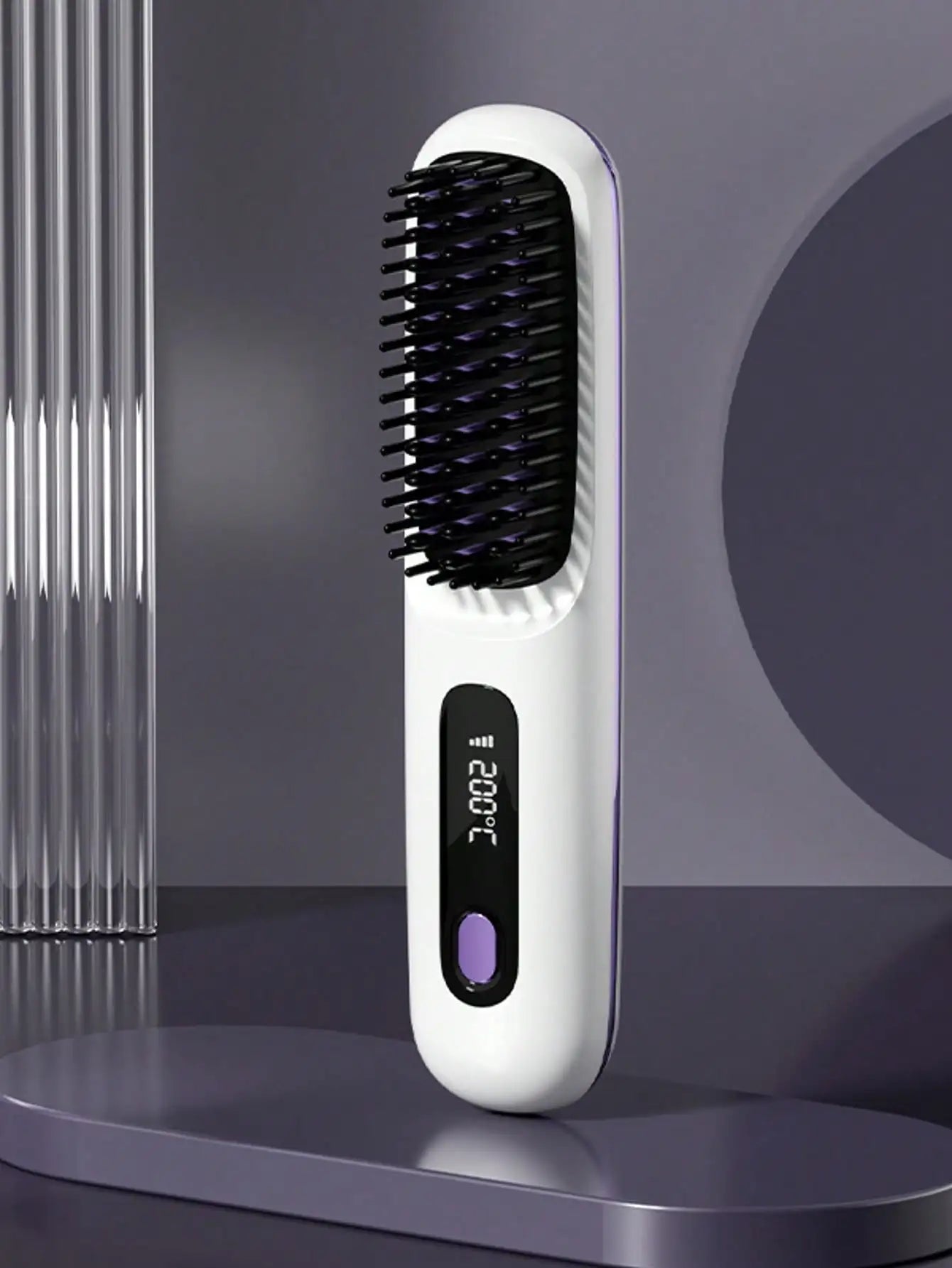 Women's Wireless Portable Hair Straightener, USB Rechargeable Negative Ion Hot Air Straightening Brush, Effectively Smooths Frizz, Makes Hair Shiny And Soft, Anti-Scald Design, 3 Temperature Settings, 30 Seconds Fast Heating, 2000mAh Battery
