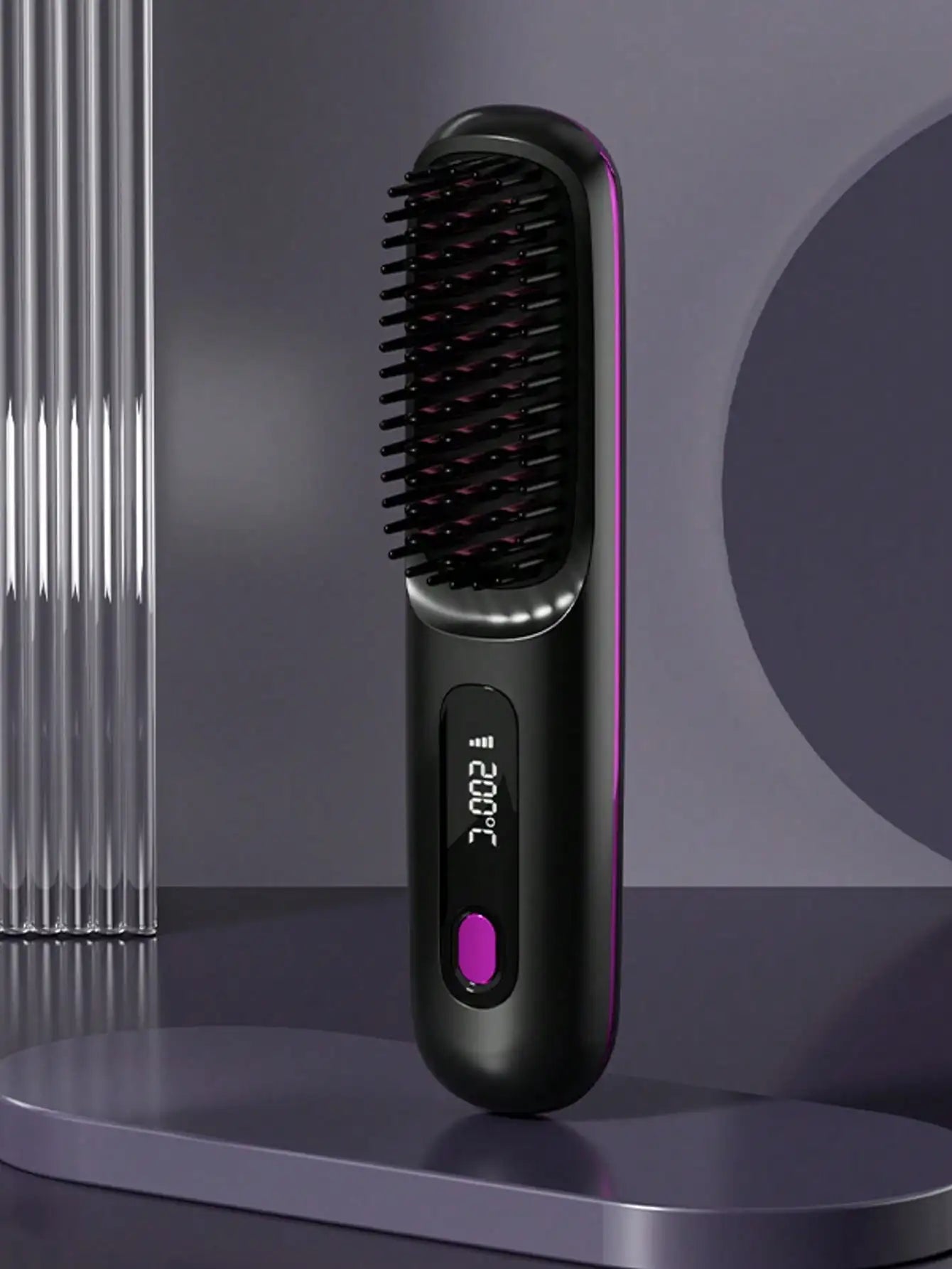 Women's Wireless Portable Hair Straightener, USB Rechargeable Negative Ion Hot Air Straightening Brush, Effectively Smooths Frizz, Makes Hair Shiny And Soft, Anti-Scald Design, 3 Temperature Settings, 30 Seconds Fast Heating, 2000mAh Battery