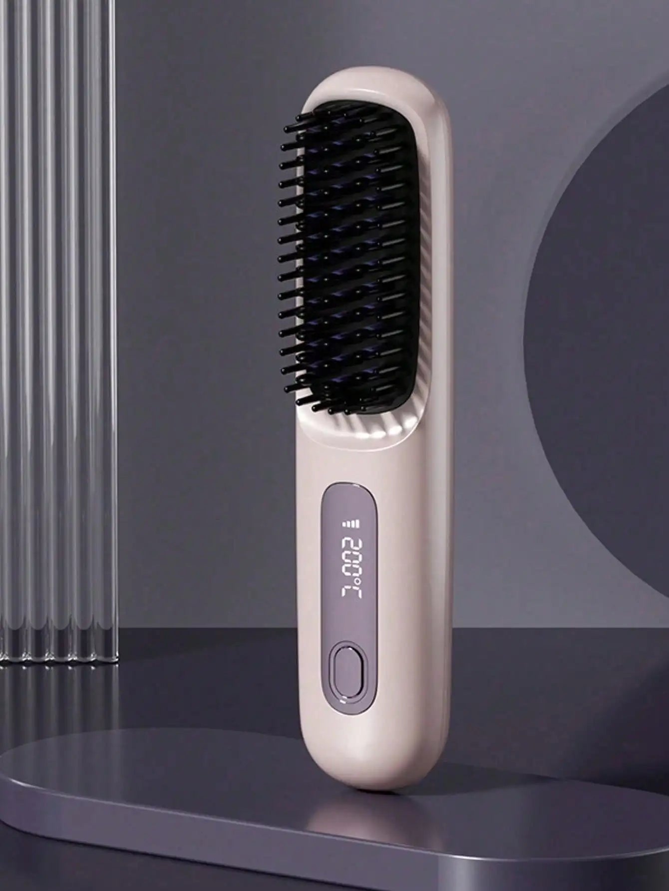 Women's Wireless Portable Hair Straightener, USB Rechargeable Negative Ion Hot Air Straightening Brush, Effectively Smooths Frizz, Makes Hair Shiny And Soft, Anti-Scald Design, 3 Temperature Settings, 30 Seconds Fast Heating, 2000mAh Battery